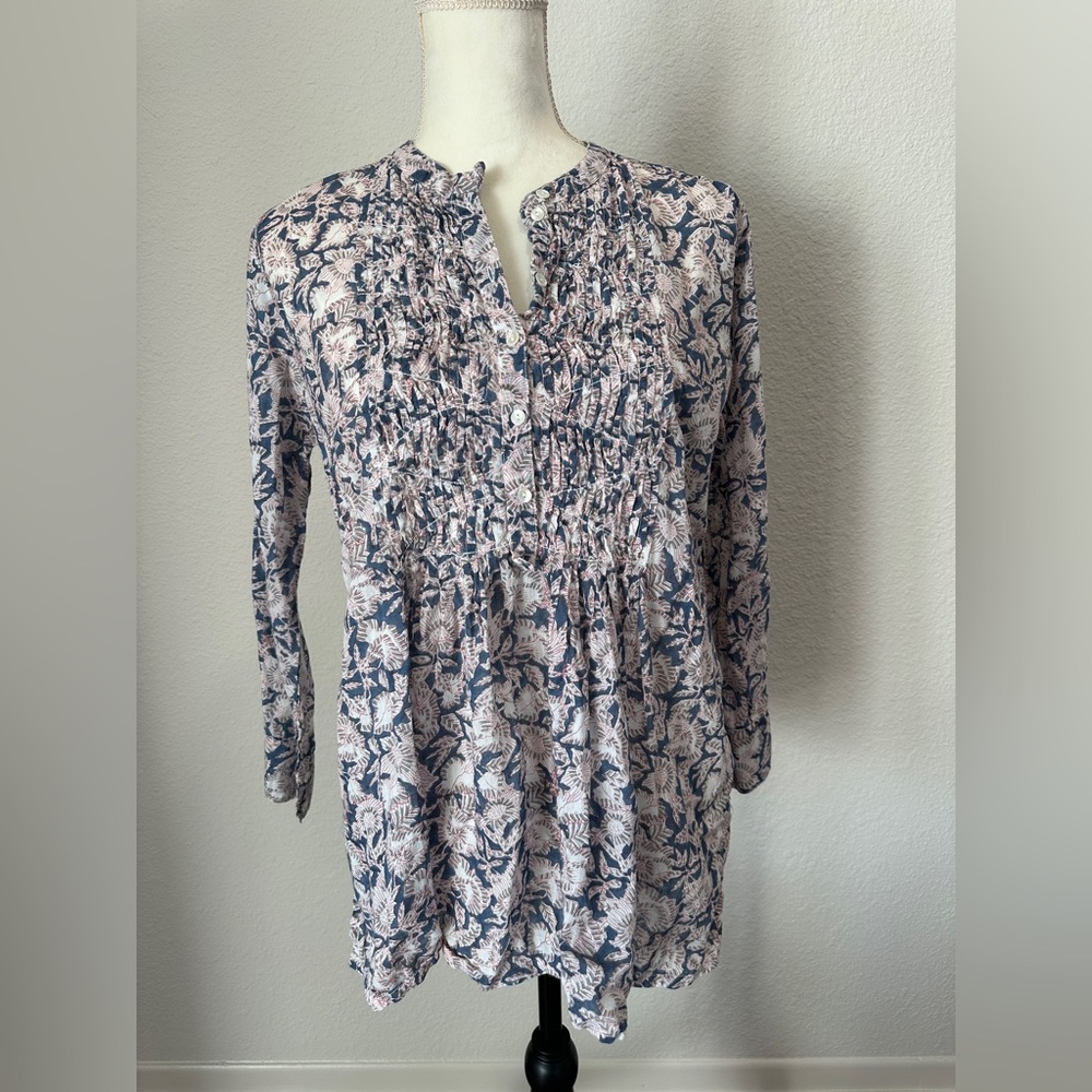 Roberta Roller Rabbit Blue and White Floral Blouse